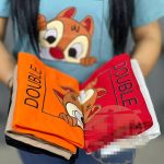 تیشرت زنانه قواره دار جنس پنبه اعلا طرح کارتونی - Image 2