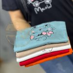 تیشرت زنانه قواره دار جنس پنبه اعلا طرح گربه - Image 2