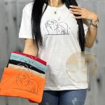 تیشرت زنانه قواره دار جنس پنبه اعلا طرح دختر و پسر - Image 3