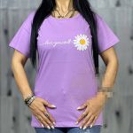 تیشرت زنانه جنس پنبه اعلا طرح گل بابونه - Image 3