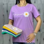 تیشرت زنانه جنس پنبه اعلا طرح گل بابونه - Image 2