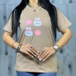 تیشرت زنانه جنس پنبه اعلا طرح خرگوش و گل - Image 3