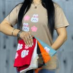 تیشرت زنانه جنس پنبه اعلا طرح خرگوش و گل