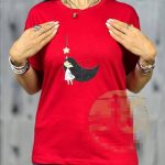 تیشرت زنانه جنس پنبه اعلا طرح دختر و ستاره - Image 3