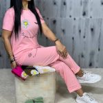 ست تیشرت شلوار زنانه جنس نخ پنبه طرح نگینی