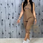 ست تاپ شلوارک زنانه جنس پنبه لاکرا گلدوزی شده طرح DIOR و پروانه - Image 3
