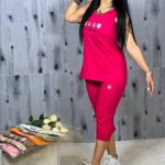 ست تاپ شلوارک زنانه جنس پنبه لاکرا گلدوزی شده طرح خرس تدی - Image 3