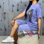 ست زنانه تیشرت شلوارک جنس سنگشور طرح تدی