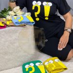 ست زنانه تیشرت شلوارک جنس پنبه طرح علامت سوال علامت تعجب
