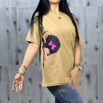 تیشرت زنانه قواره دار جنس پنبه اعلا طرح دختر مو فرفری - Image 3