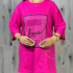 تیشرت لانگ زنانه جنس سوپر پنبه طرح نگینی - Image 3
