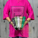 تیشرت لانگ زنانه جنس سوپر پنبه طرح نگینی - Image 2